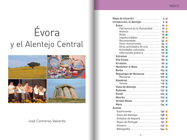 Primeiras páginas do guia turístico de Évora e o Alentejo Central